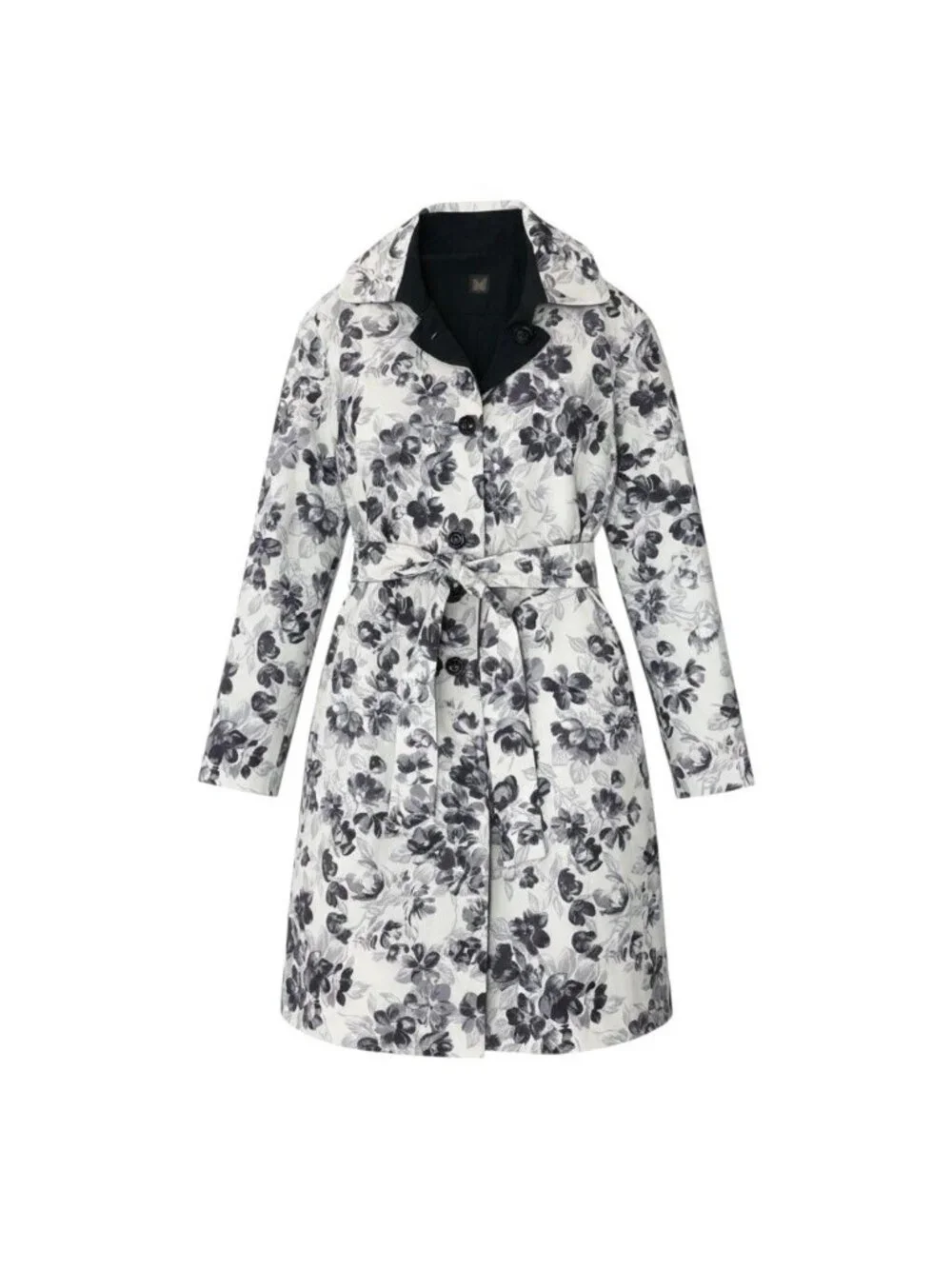 Max Mara Weekend Reversible Soutien Collar Coat Floral Print Lightweight 40